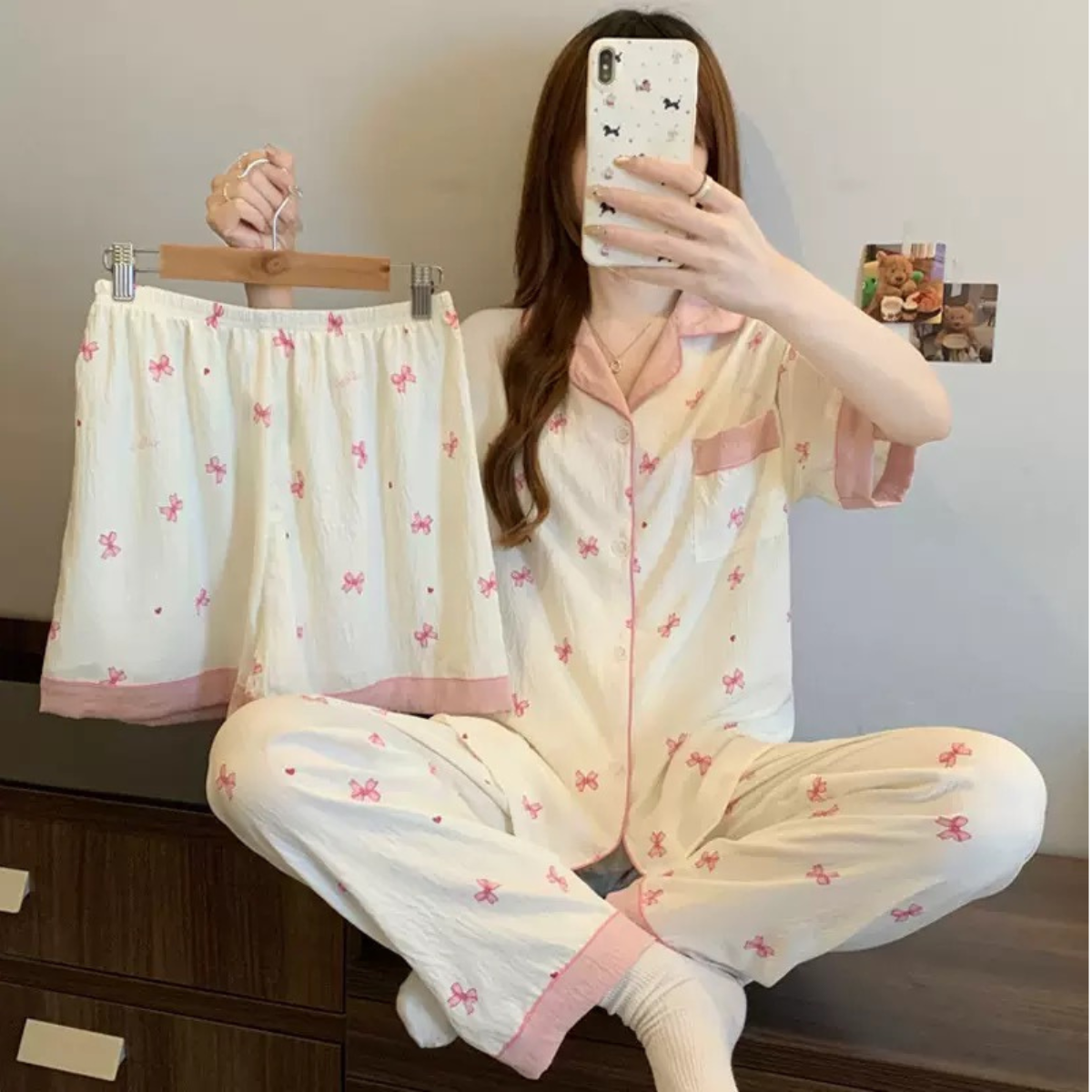 Rosie Bow PJ Set - 3Pcs PJ Set
